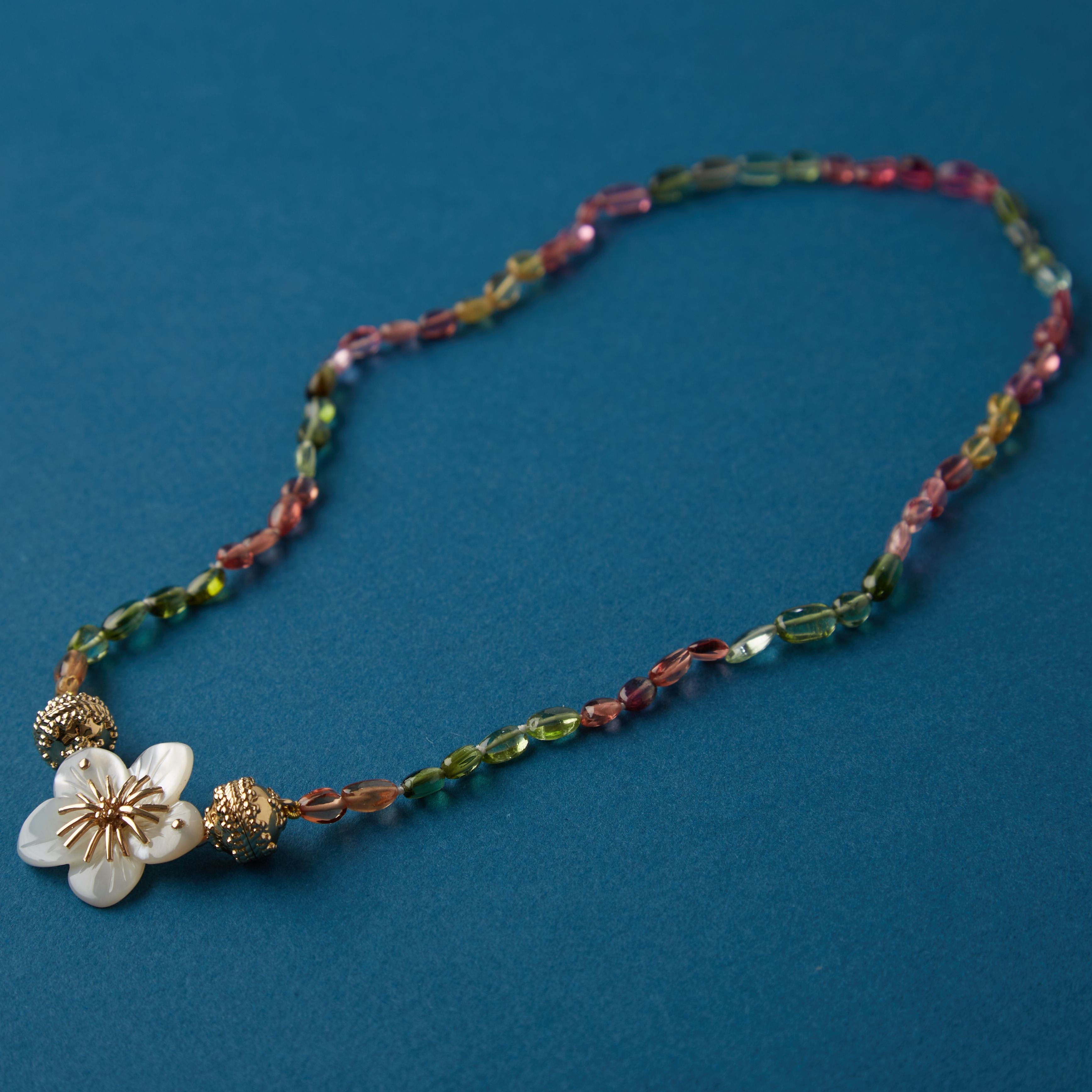 Helen Watermelon Tourmaline Beaded Mini Necklace