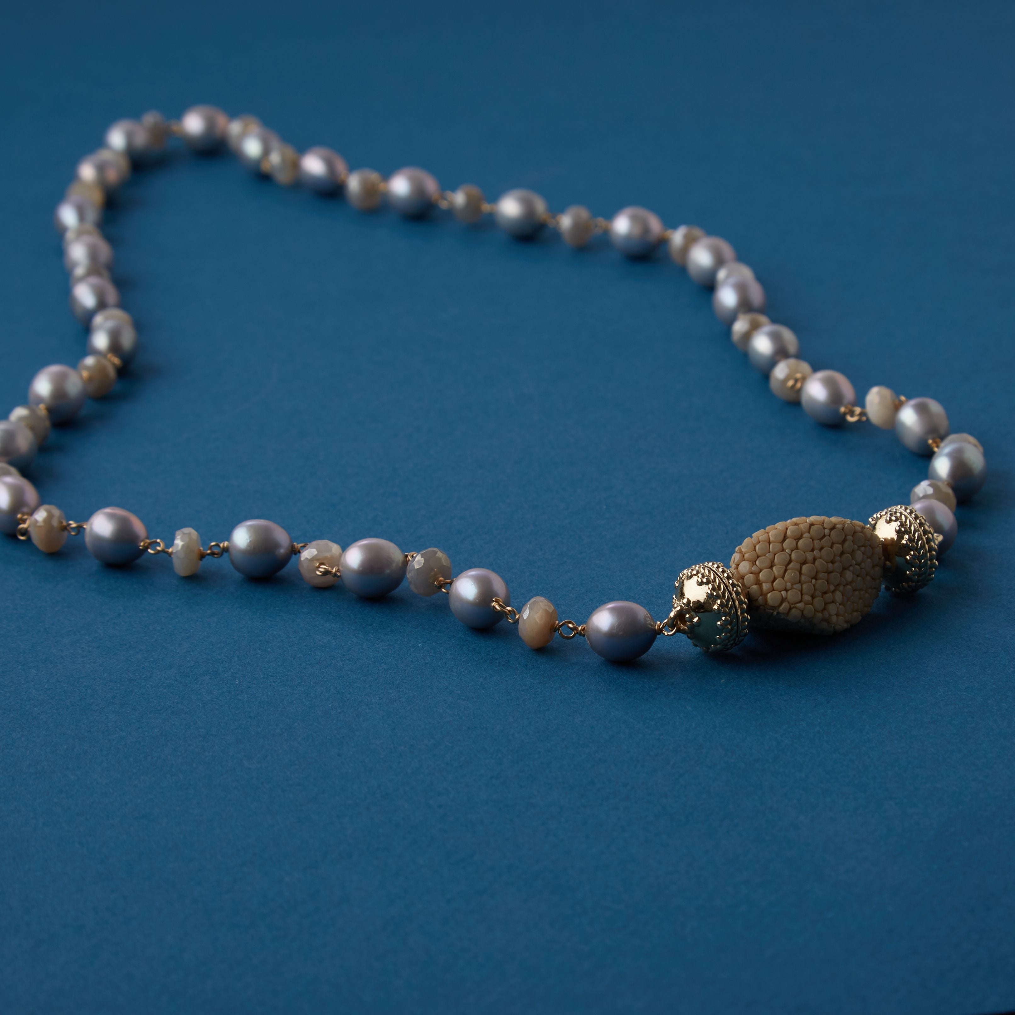 Caspian Moonstone & Freshwater Pearl Necklace