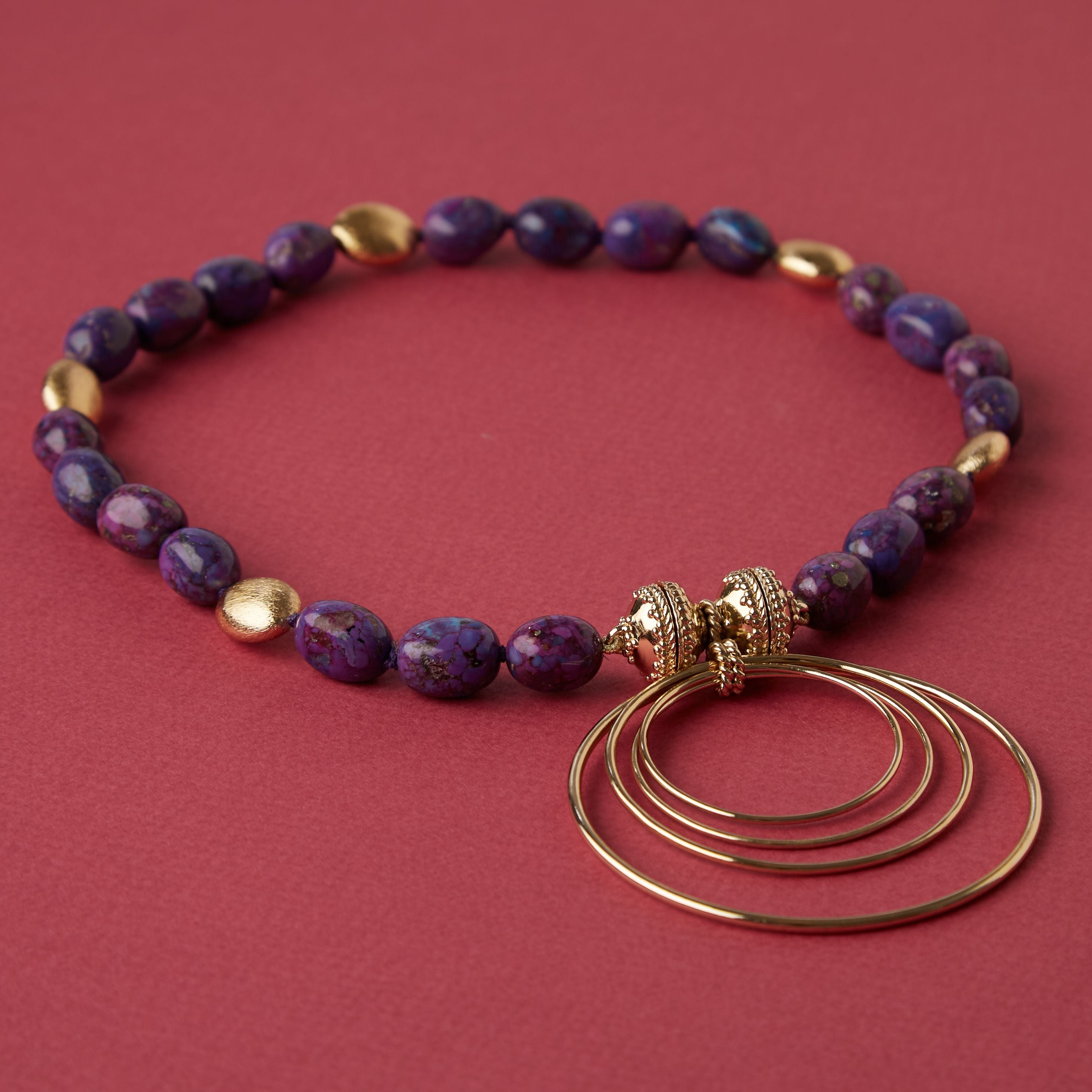 Gold Rush Reconstituted Dyed Purple Turquoise Necklace